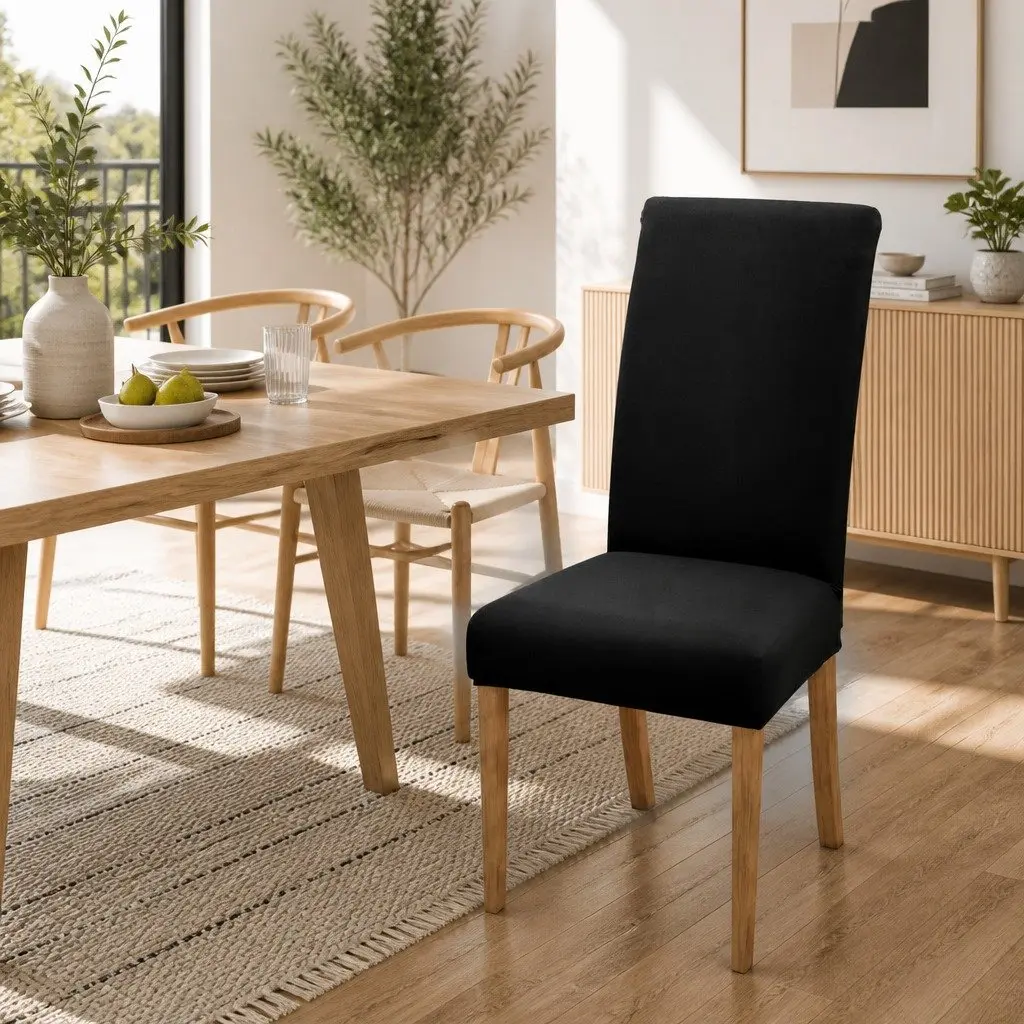 Dining Chair Covers 4 Pack Slipcovers Spandex Stretch Banquet Wedding Black