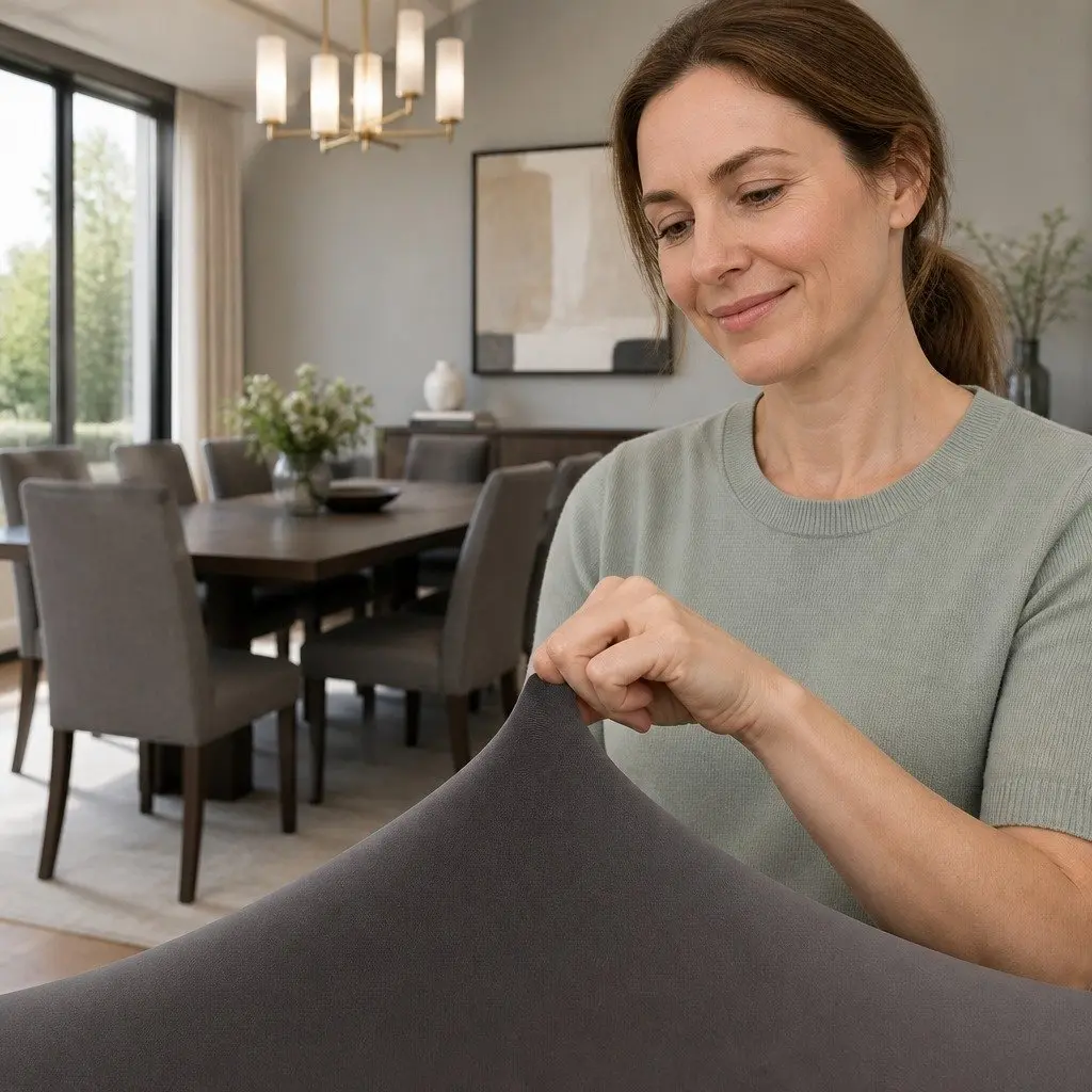 4-Pack Grey Spandex Dining Chair Slipcovers