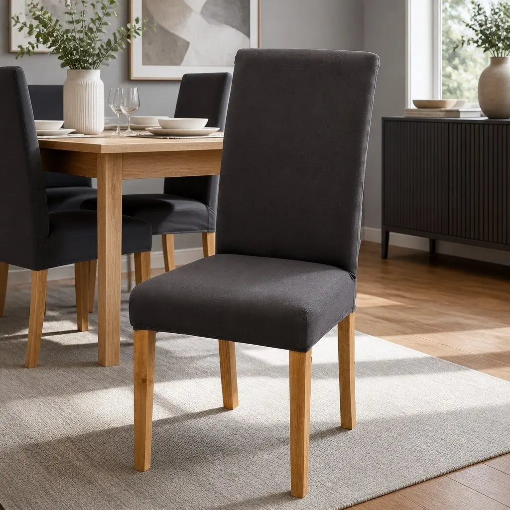4-Pack Grey Spandex Dining Chair Slipcovers