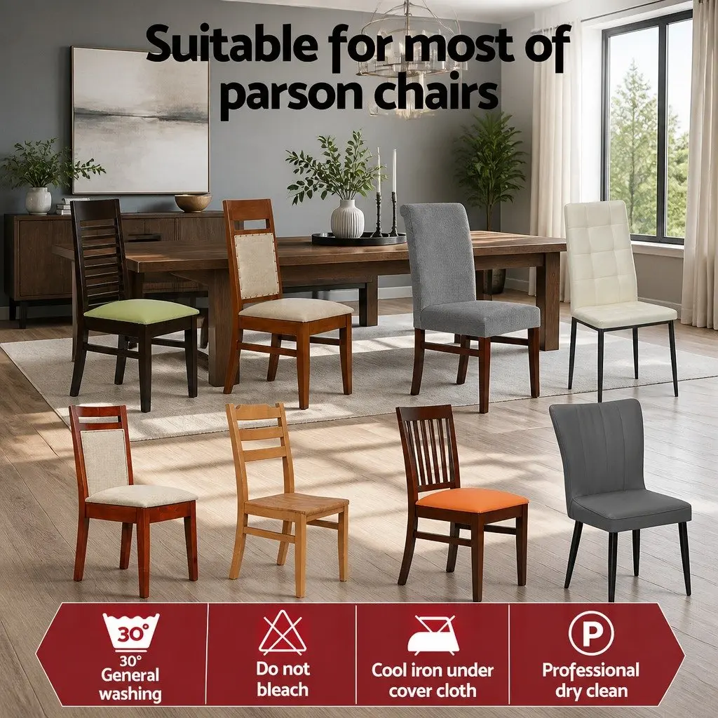 4-Pack Grey Spandex Dining Chair Slipcovers