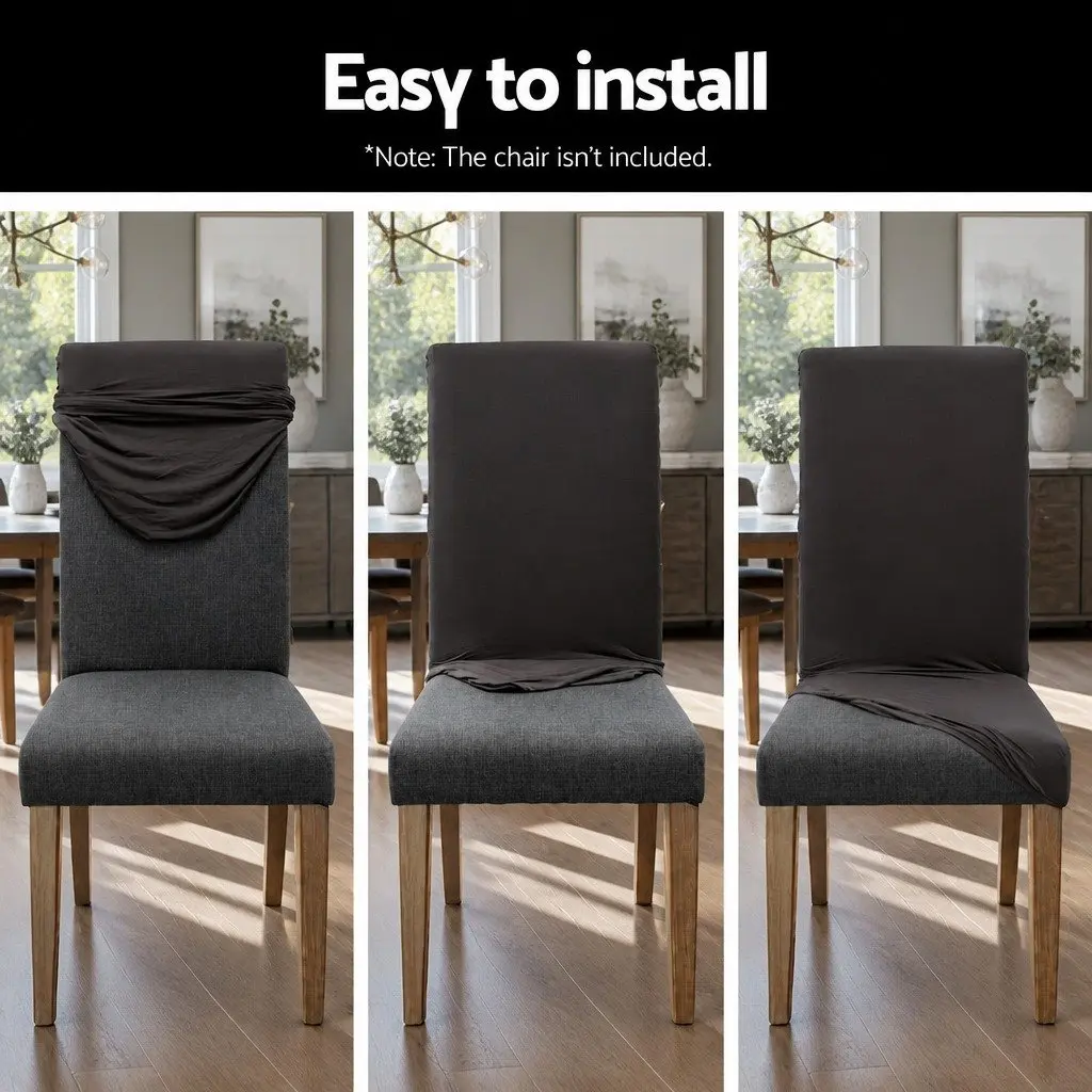 4-Pack Grey Spandex Dining Chair Slipcovers
