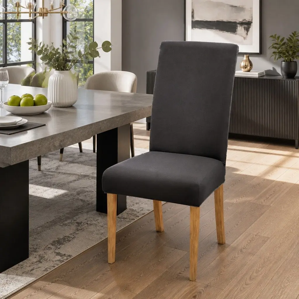 4-Pack Grey Spandex Dining Chair Slipcovers