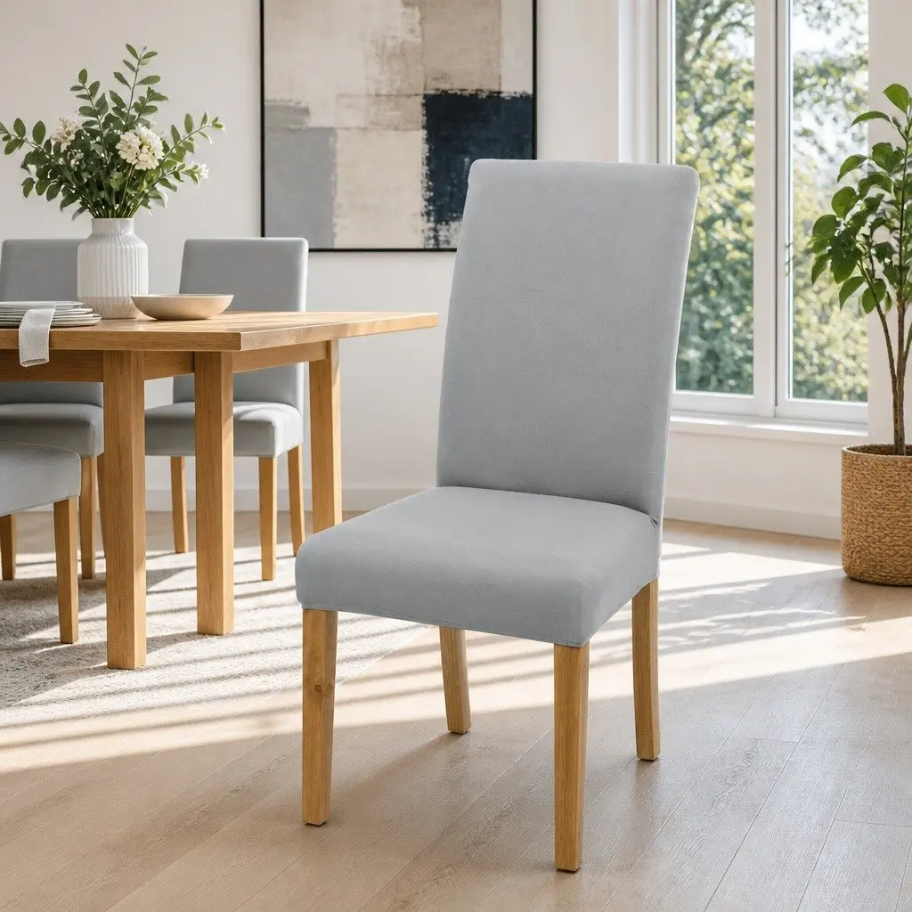 Stretch Grey Dining Chair Covers 4-Pack for Events