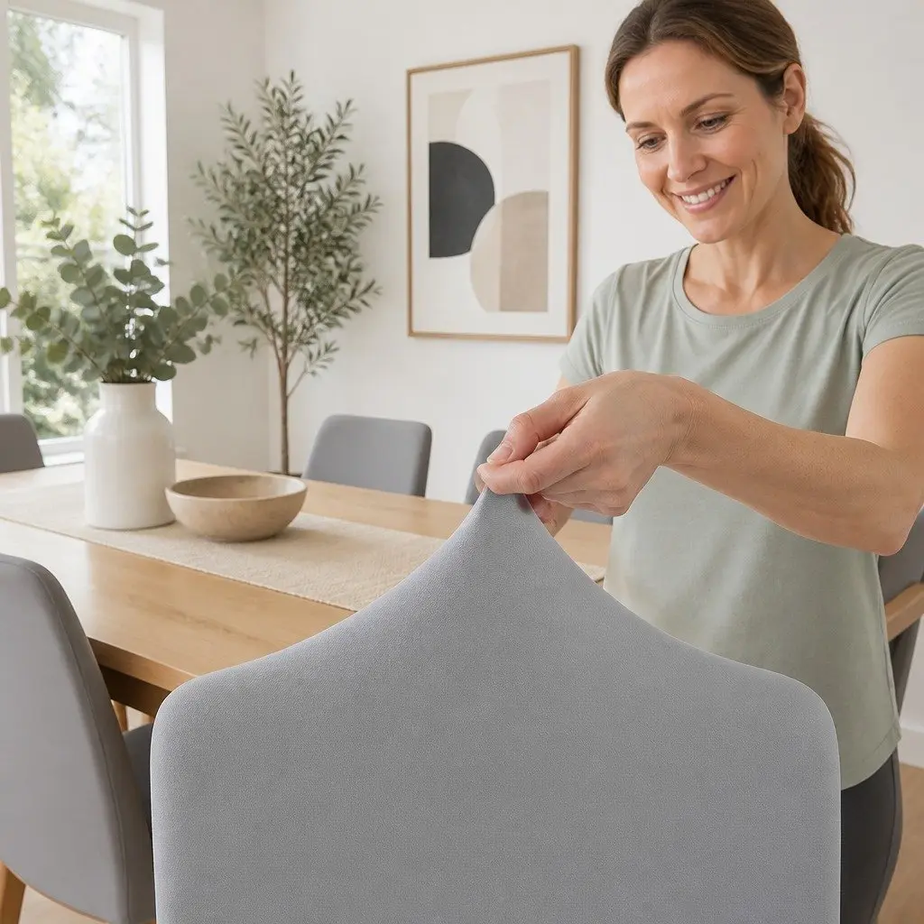 Stretch Grey Dining Chair Covers 4-Pack for Events