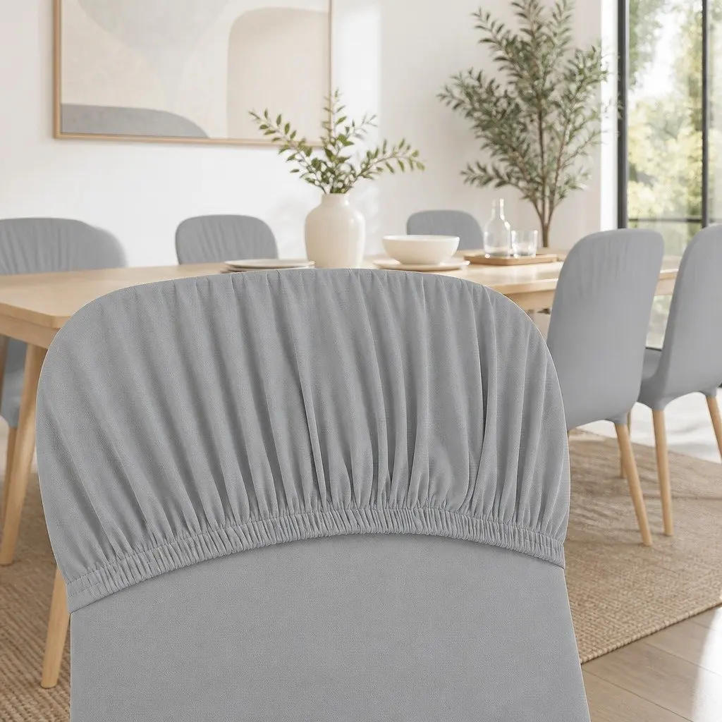 Stretch Grey Dining Chair Covers 4-Pack for Events