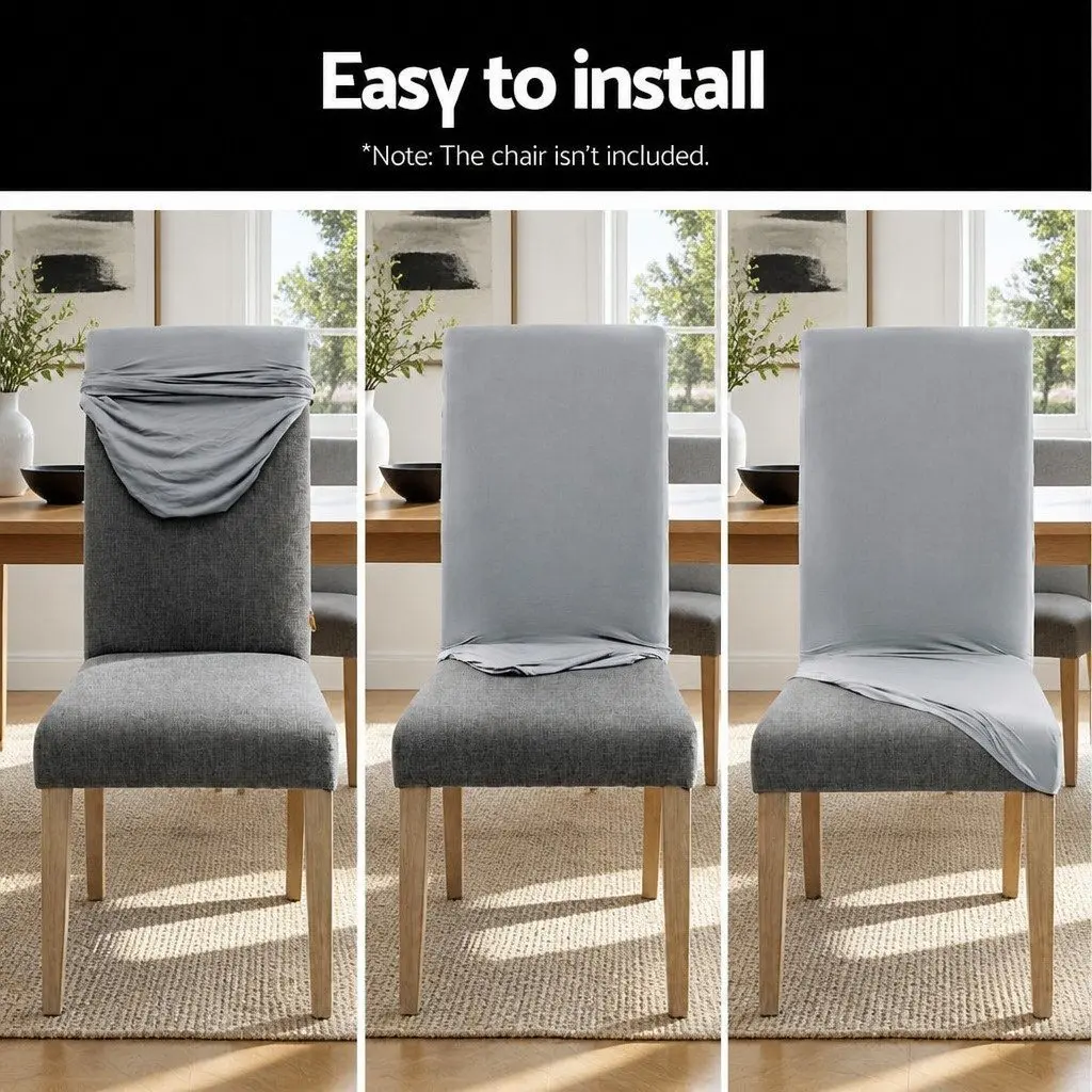 Stretch Grey Dining Chair Covers 4-Pack for Events