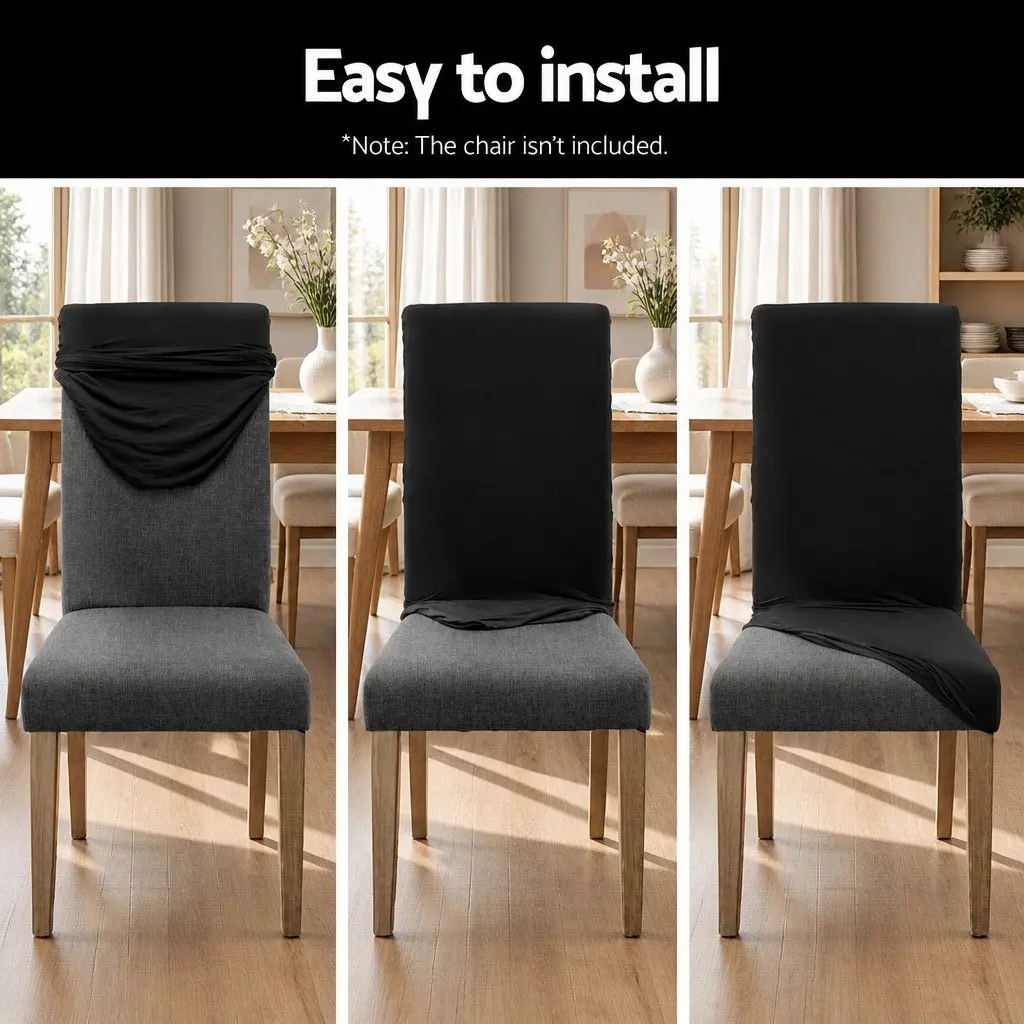Set of 6 Stretchable Black Dining Chair Covers