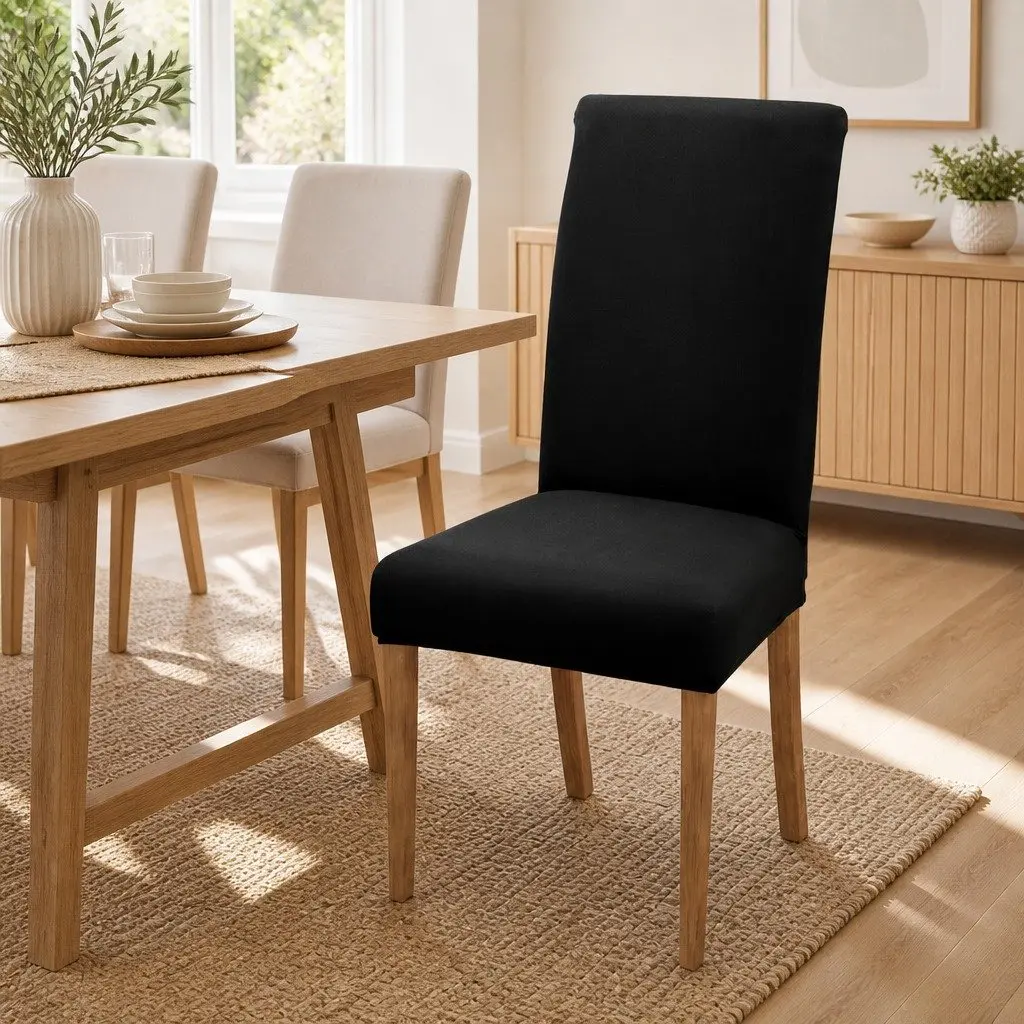 Set of 6 Stretchable Black Dining Chair Covers