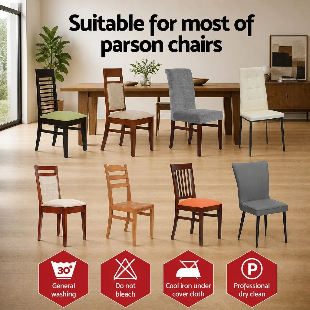 Dining Chair Covers Spandex Stretch Slipcovers Grey 6 Pack