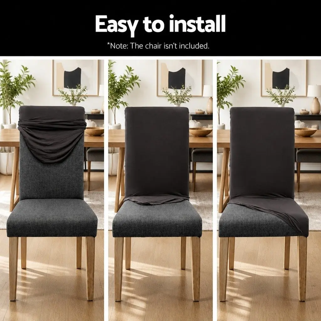 Dining Chair Covers Spandex Stretch Slipcovers Grey 6 Pack
