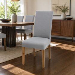 Stretchable Grey Dining Chair Covers 6-Pack