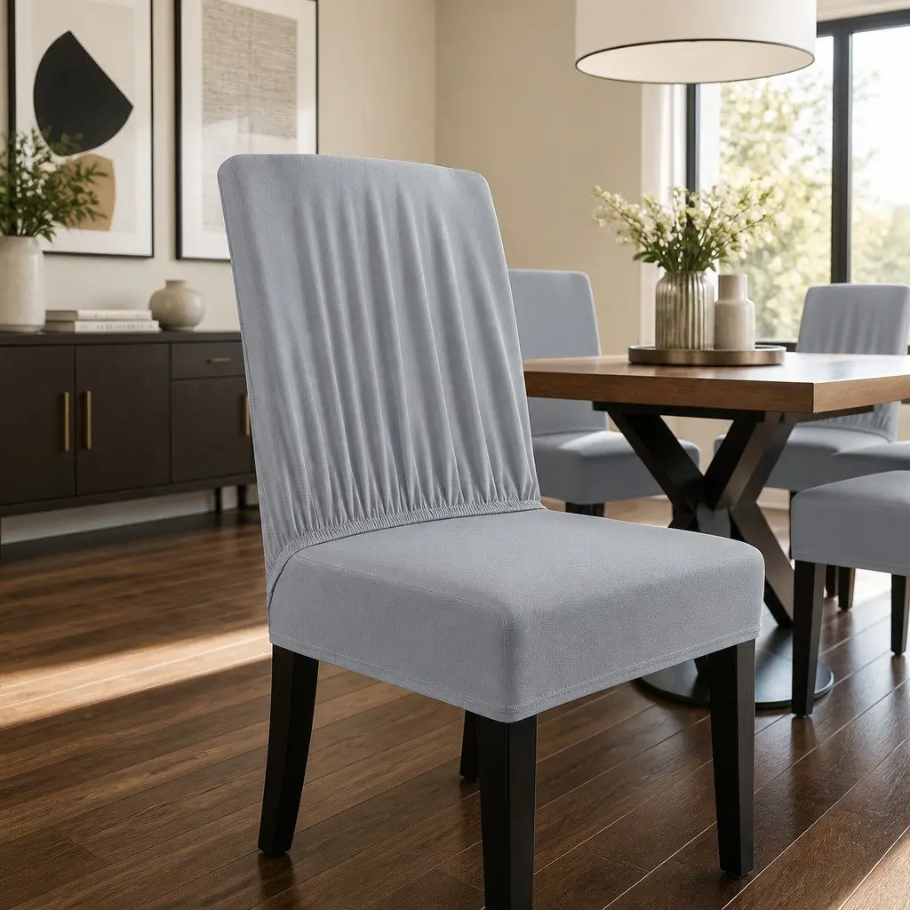 Dining Chair Covers 6x Slipcovers Spandex Stretch Banquet Wedding Grey