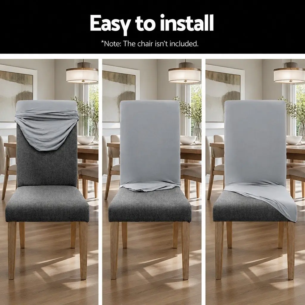 Dining Chair Covers 6x Slipcovers Spandex Stretch Banquet Wedding Grey