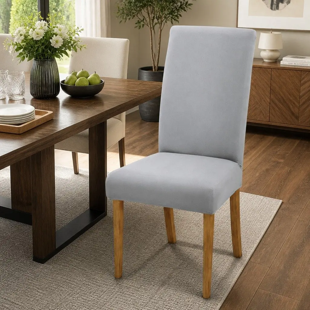 Dining Chair Covers 6x Slipcovers Spandex Stretch Banquet Wedding Grey
