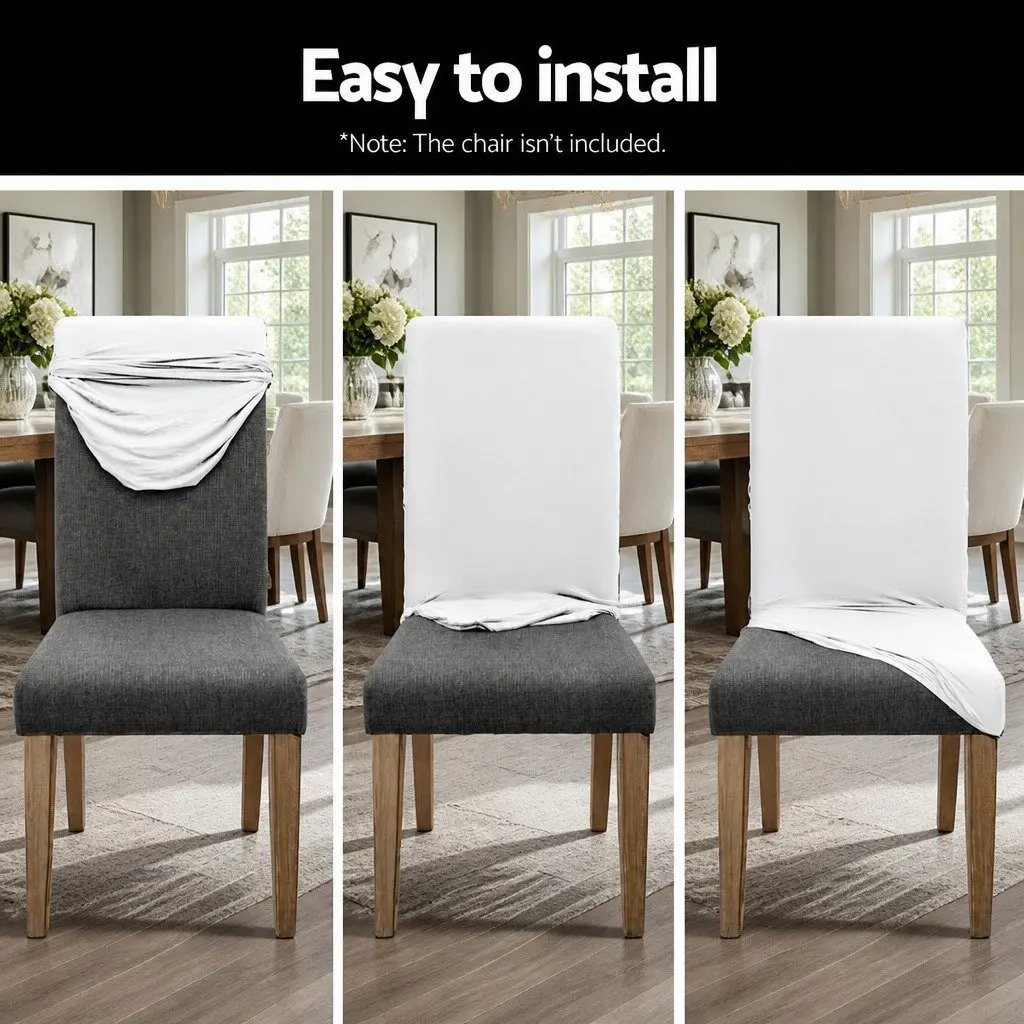 Dining Chair Covers Spandex Stretch Slipcovers 6 Pack White