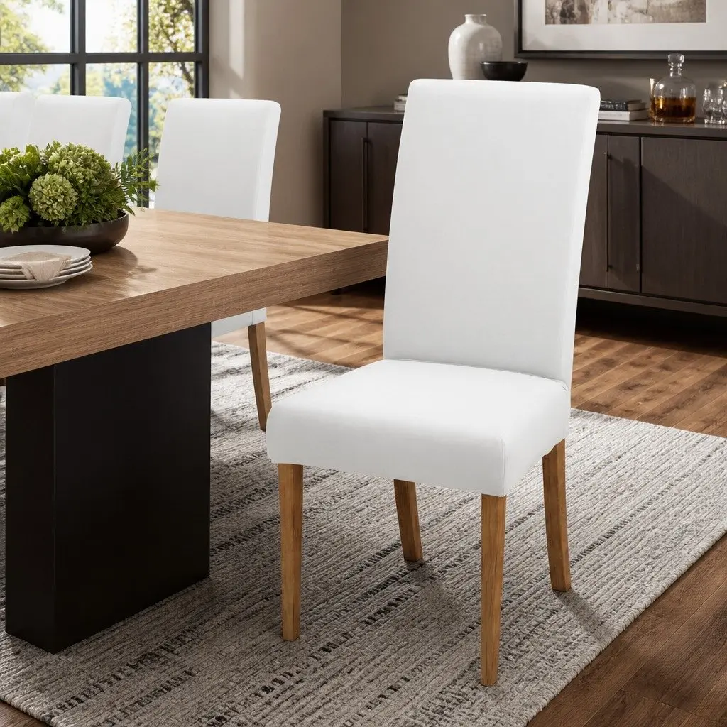Dining Chair Covers Spandex Stretch Slipcovers 6 Pack White