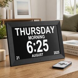 Large 10 Inch Digital Day Clock with LCD Display