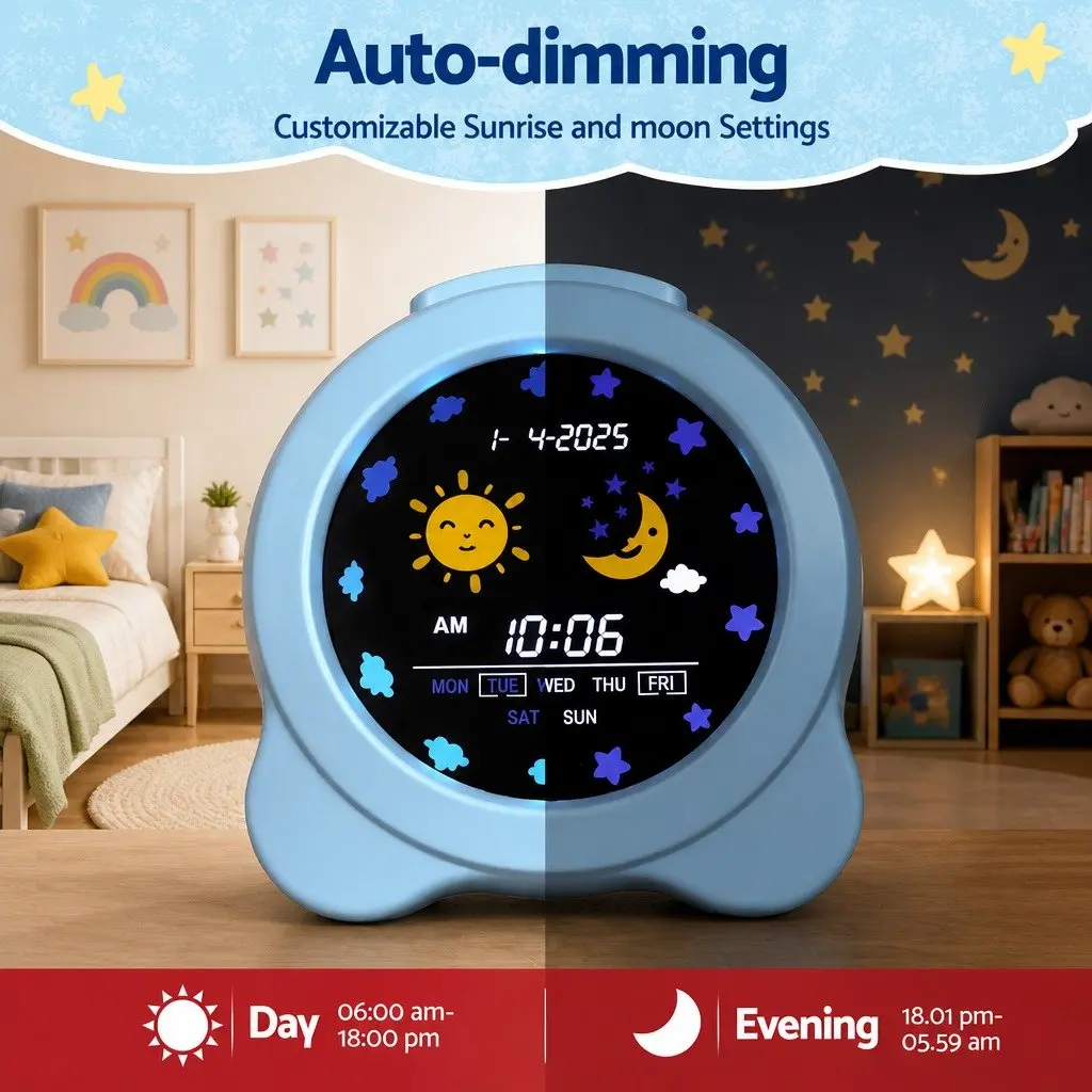 Digital Day Clock LCD Display 3.8 inch ABS Plastic Blue