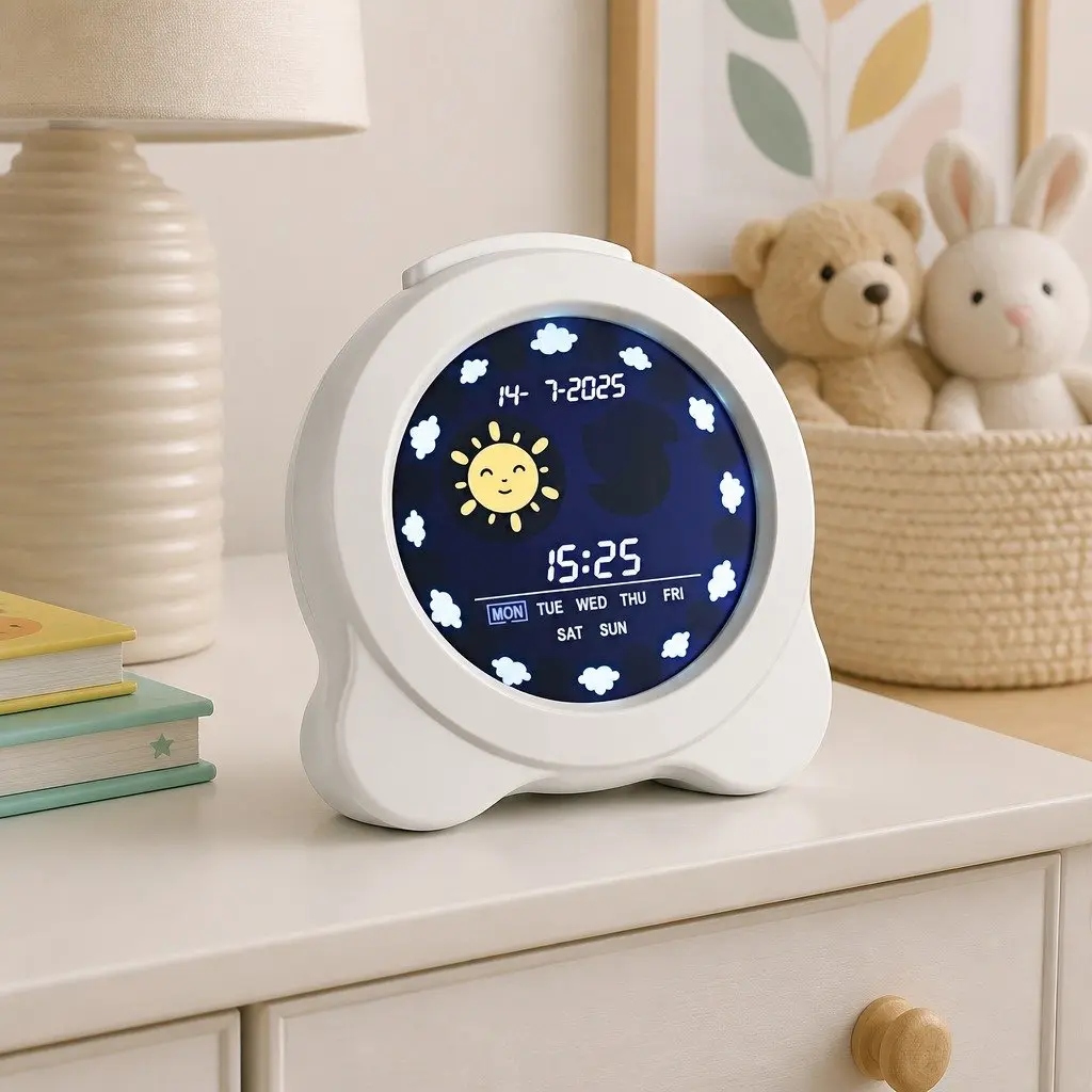 Digital Day Clock LCD Display 3.8 Inch ABS Plastic White