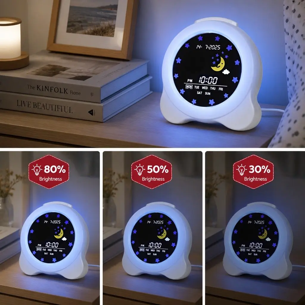 Digital Day Clock LCD Display 3.8 Inch ABS Plastic White