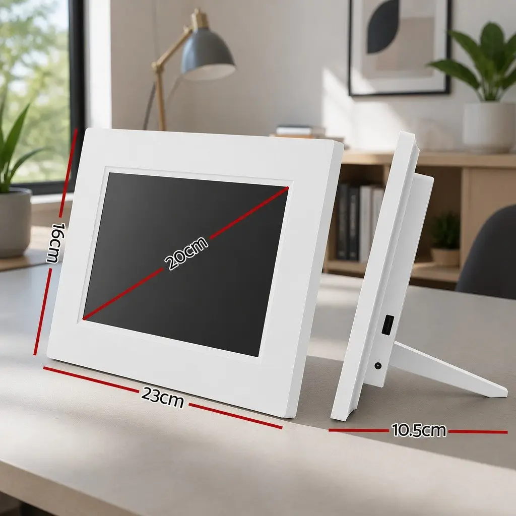 Digital Day Clock ABS Plastic 8 Inch LCD White