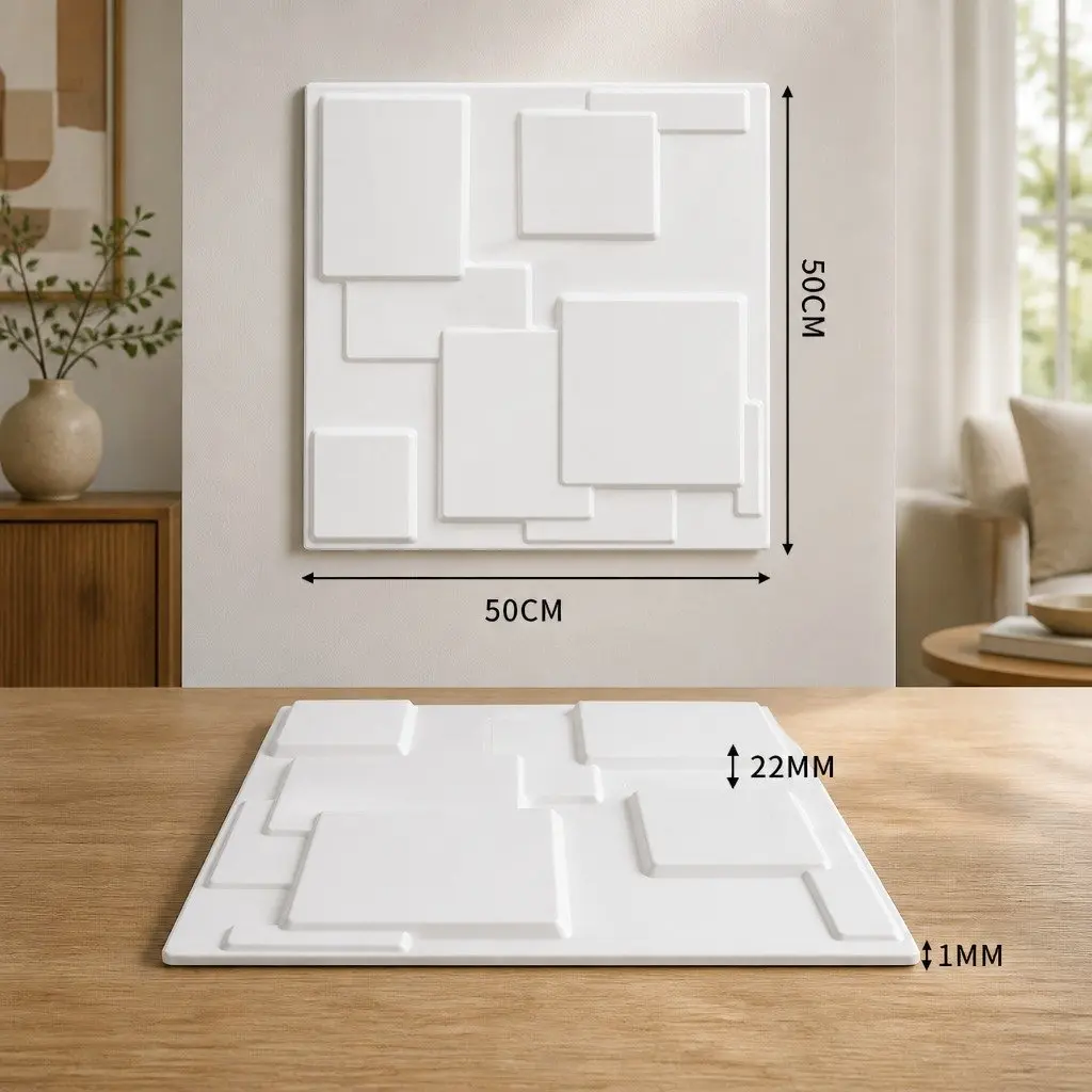 3D Wall Panels PVC 50x50cm Matte White 12 Piece Set