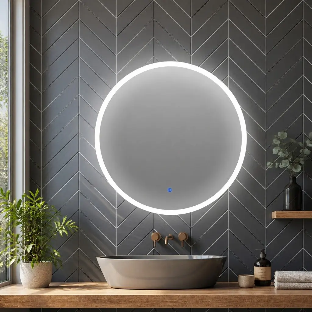 LED Wall Mirror Round 60cm Anti-fog Bathroom Vanity Light Up Mirror