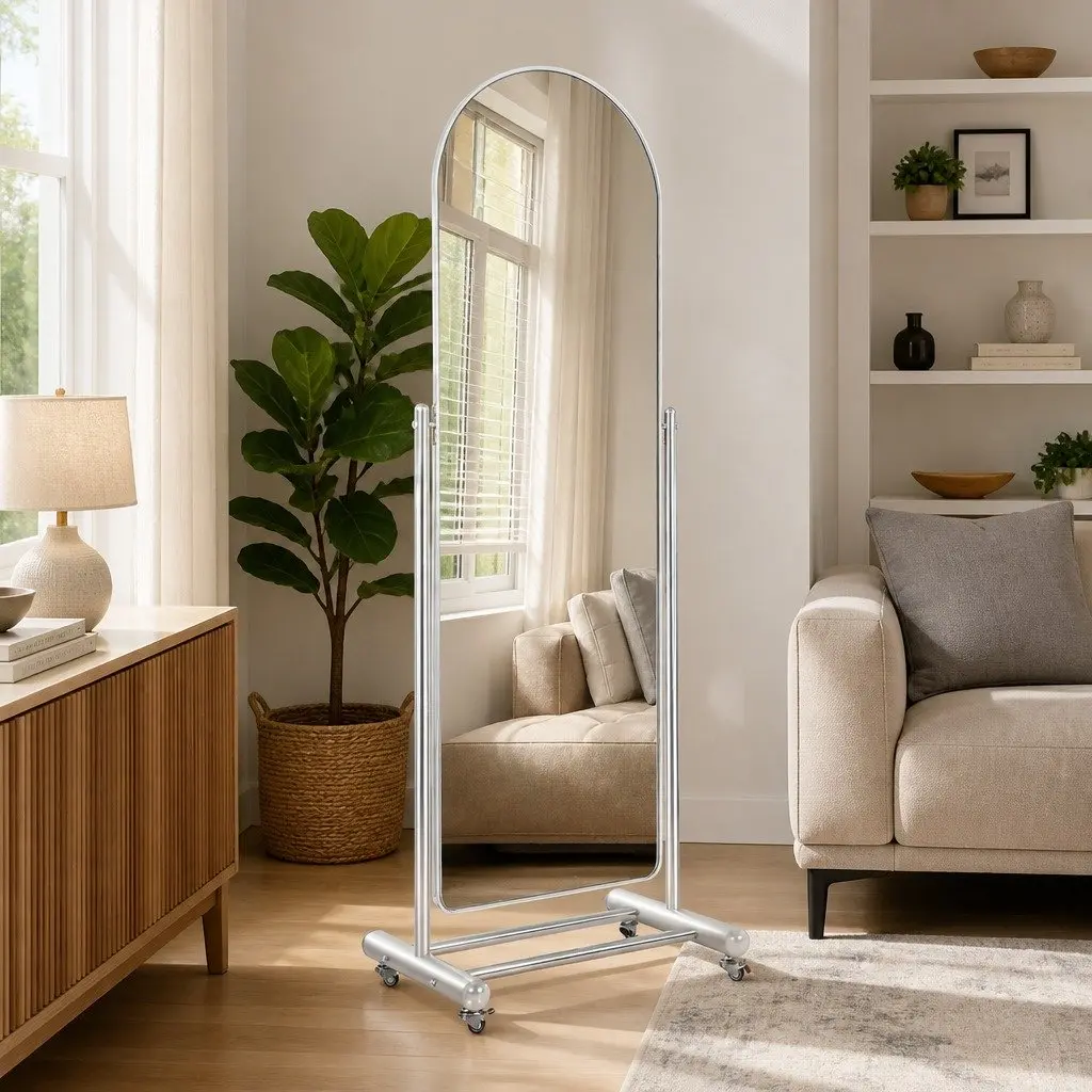 Full Length Arch Mirror with Rolling Wheels 165cm