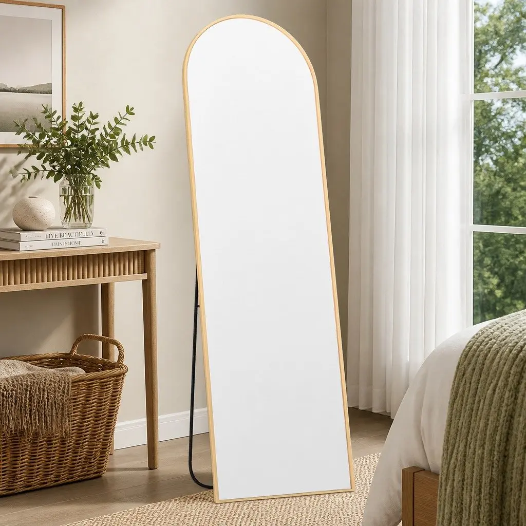 Gold Frame Arched Full Length Mirror for Bedroom