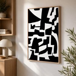 Abstract Canvas Wall Art 80x120cm Black White Framed Floating Modern Home Decor