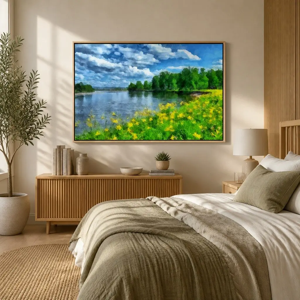 Canvas Wall Art Poly-Cotton 80cm x 120cm Abstract Landscape Multi-Colour