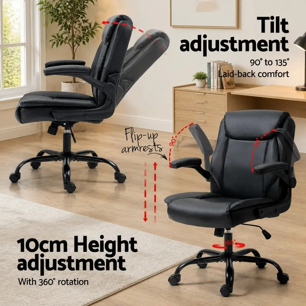 Office Chair and Computer Desk Set Black Executive Workstation Combo Pack