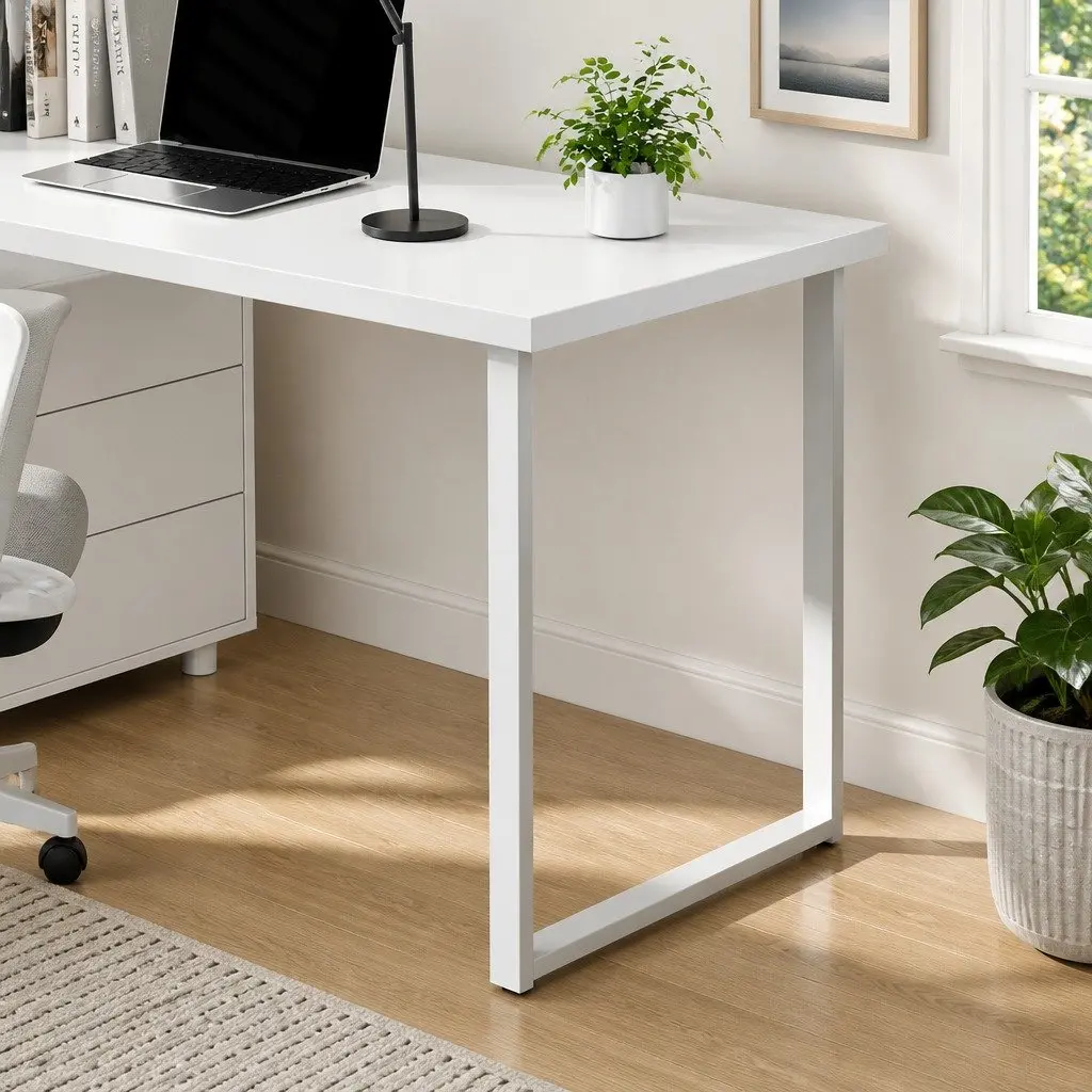 White Computer Desk with 3 Drawers 140cm