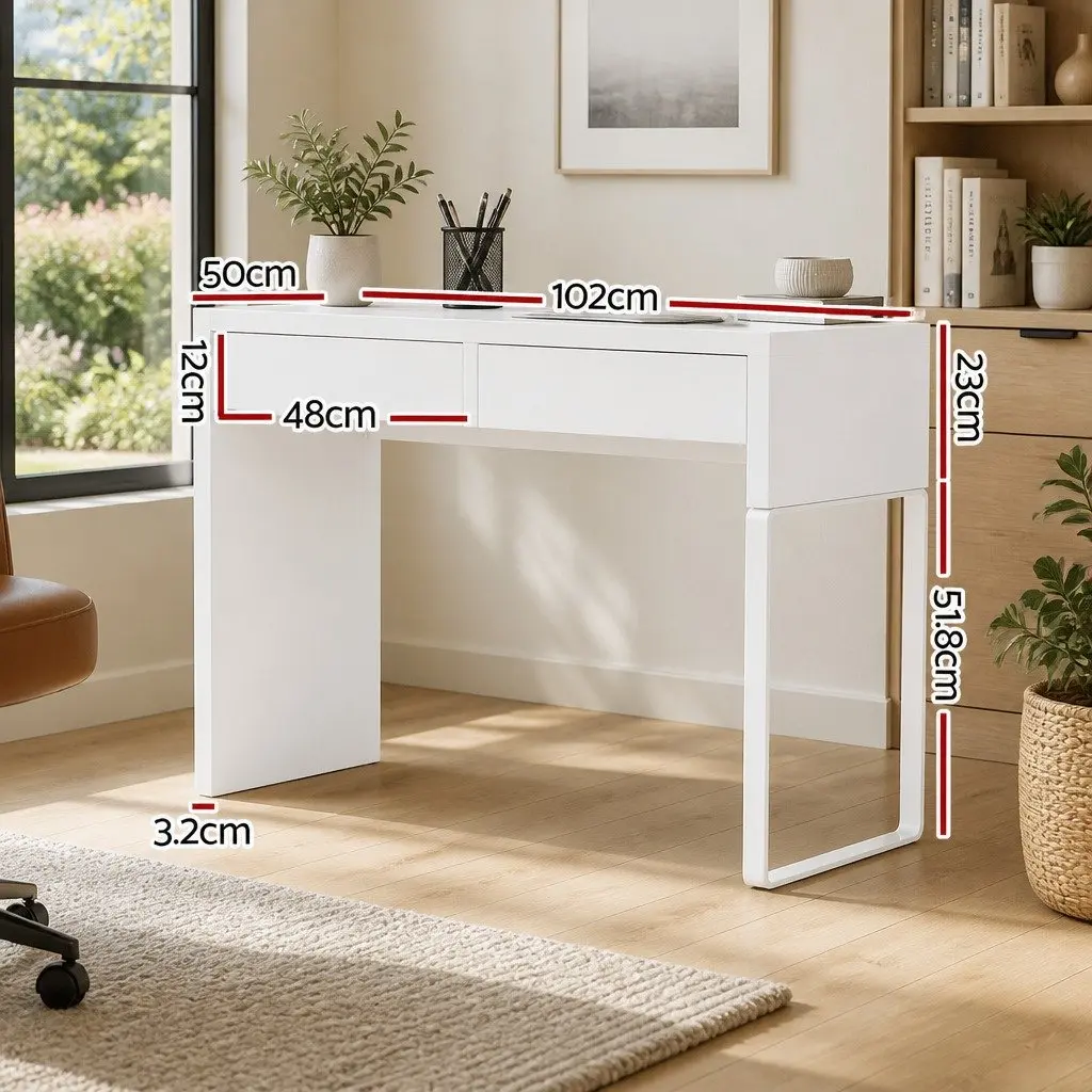 White Computer Desk with Drawers for Workspaces