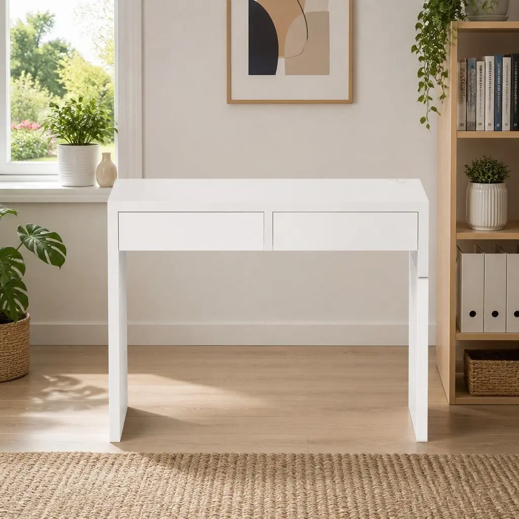 White Computer Desk with Drawers for Workspaces