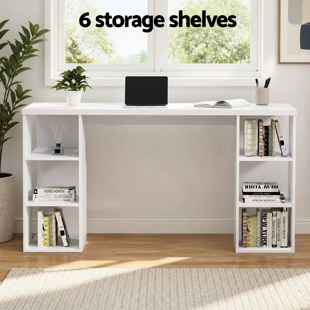 White Computer Desk with Dual Shelving 150CM