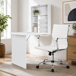 Durable Foldable Computer Desk with Office Chair Set in White