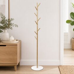 Golden Coat Rack with Eight Hooks and Sturdy Design
