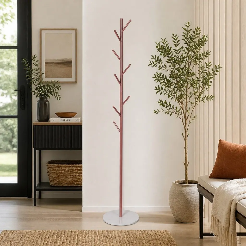 Coat Rack Stand Hat Clothes Hanger Tree Rose Gold 8 Branches Hallway Bedroom