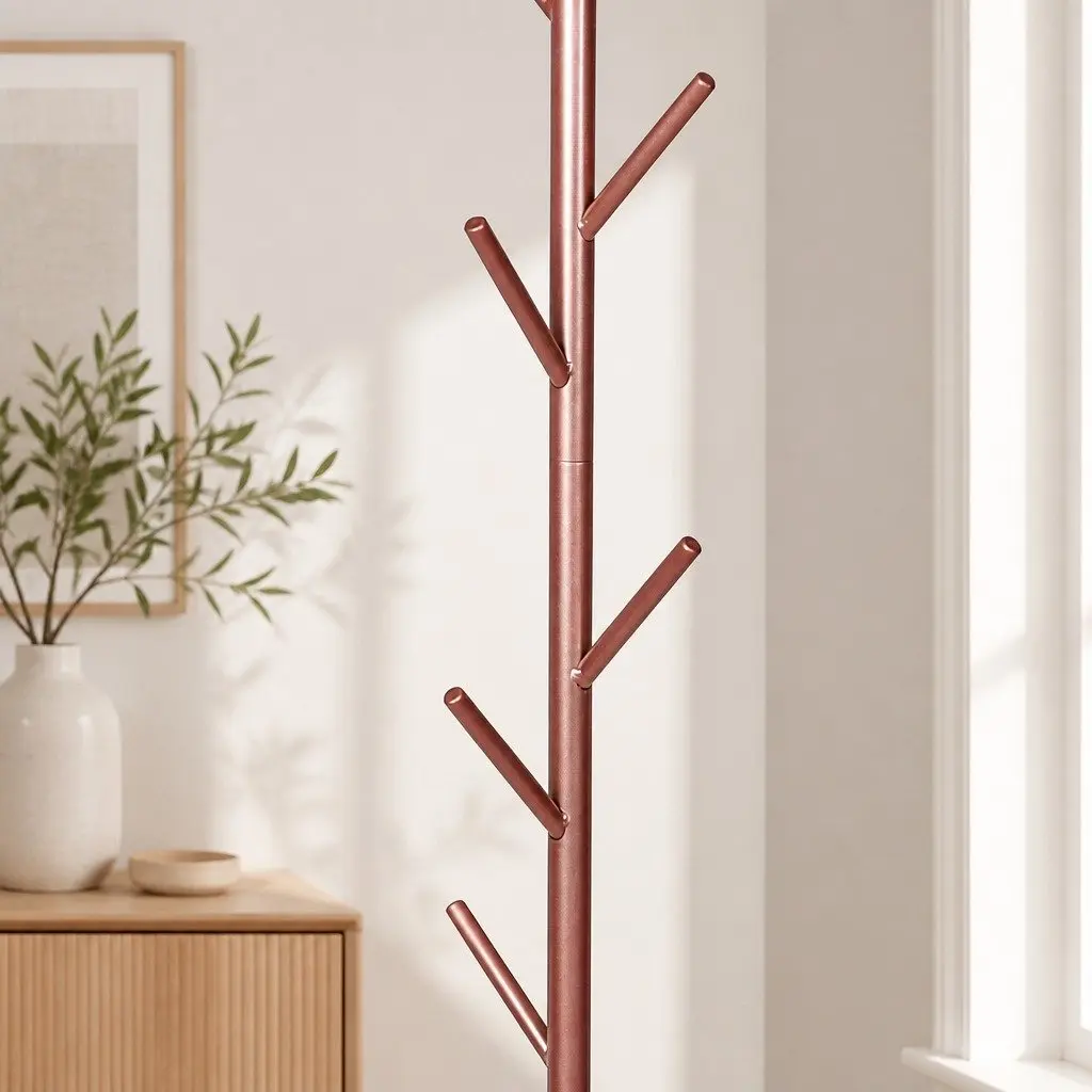 Coat Rack Stand Hat Clothes Hanger Tree Rose Gold 8 Branches Hallway Bedroom