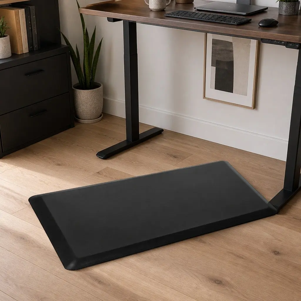 Anti Fatigue Standing Mat PVC 51x99cm Black Non-Slip Waterproof Comfort Foam