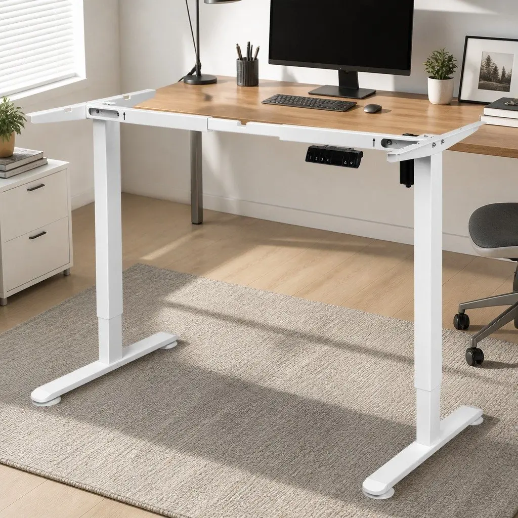 White Motorised Desk Frame for Height Adjustment