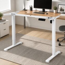 Motorised Standing Desk Frame White Single Motor Height Adjustable Office Home
