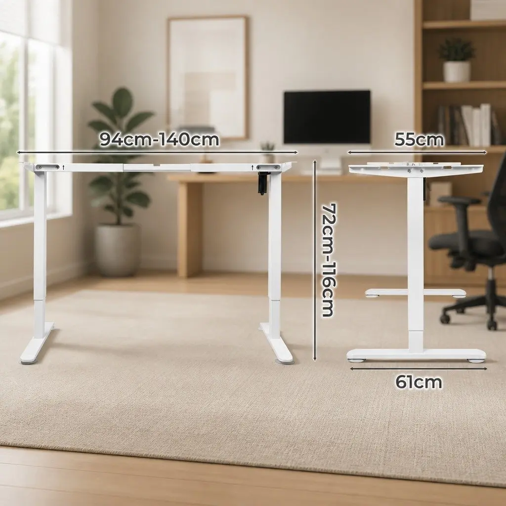 White Motorised Desk Frame for Height Adjustment