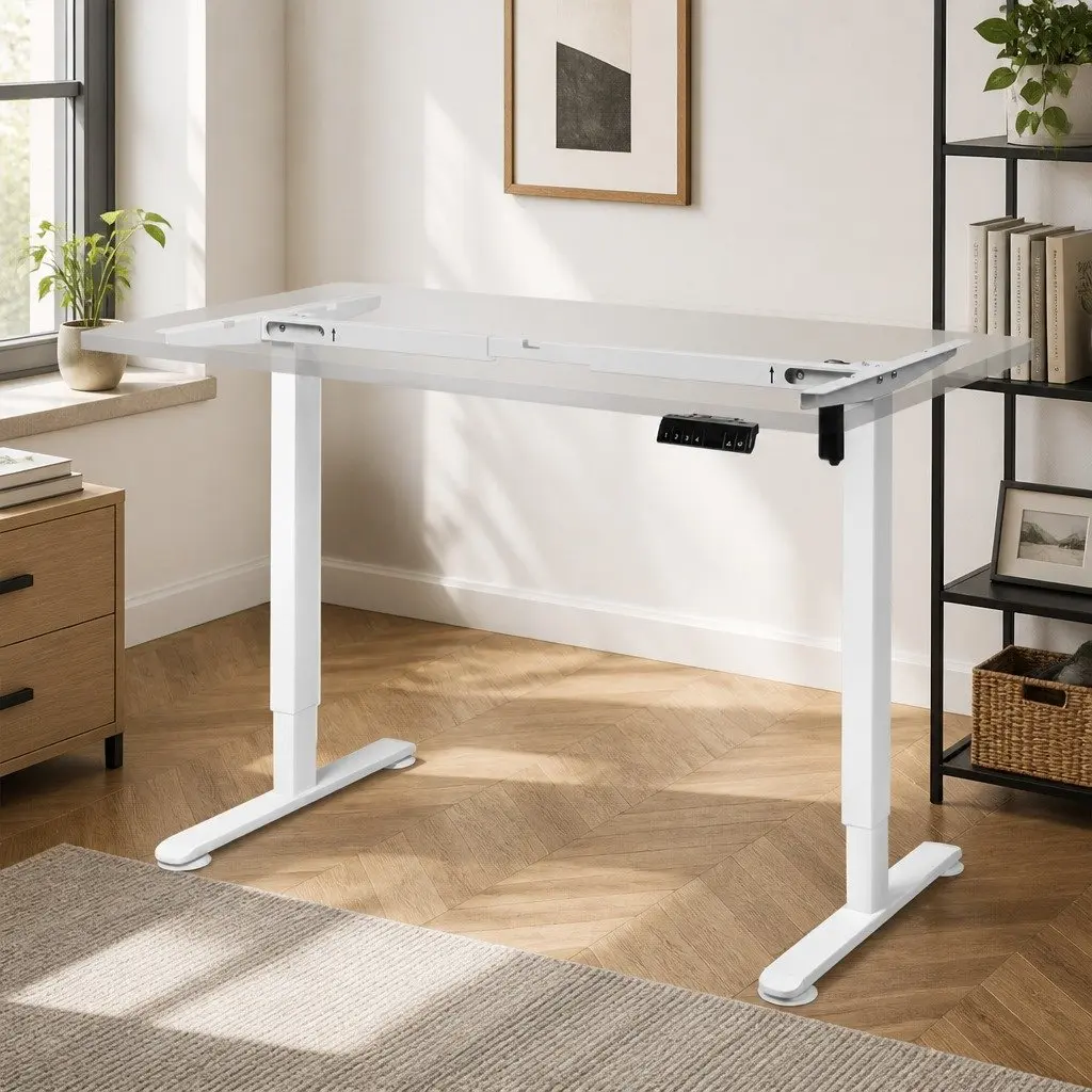 White Motorised Desk Frame for Height Adjustment