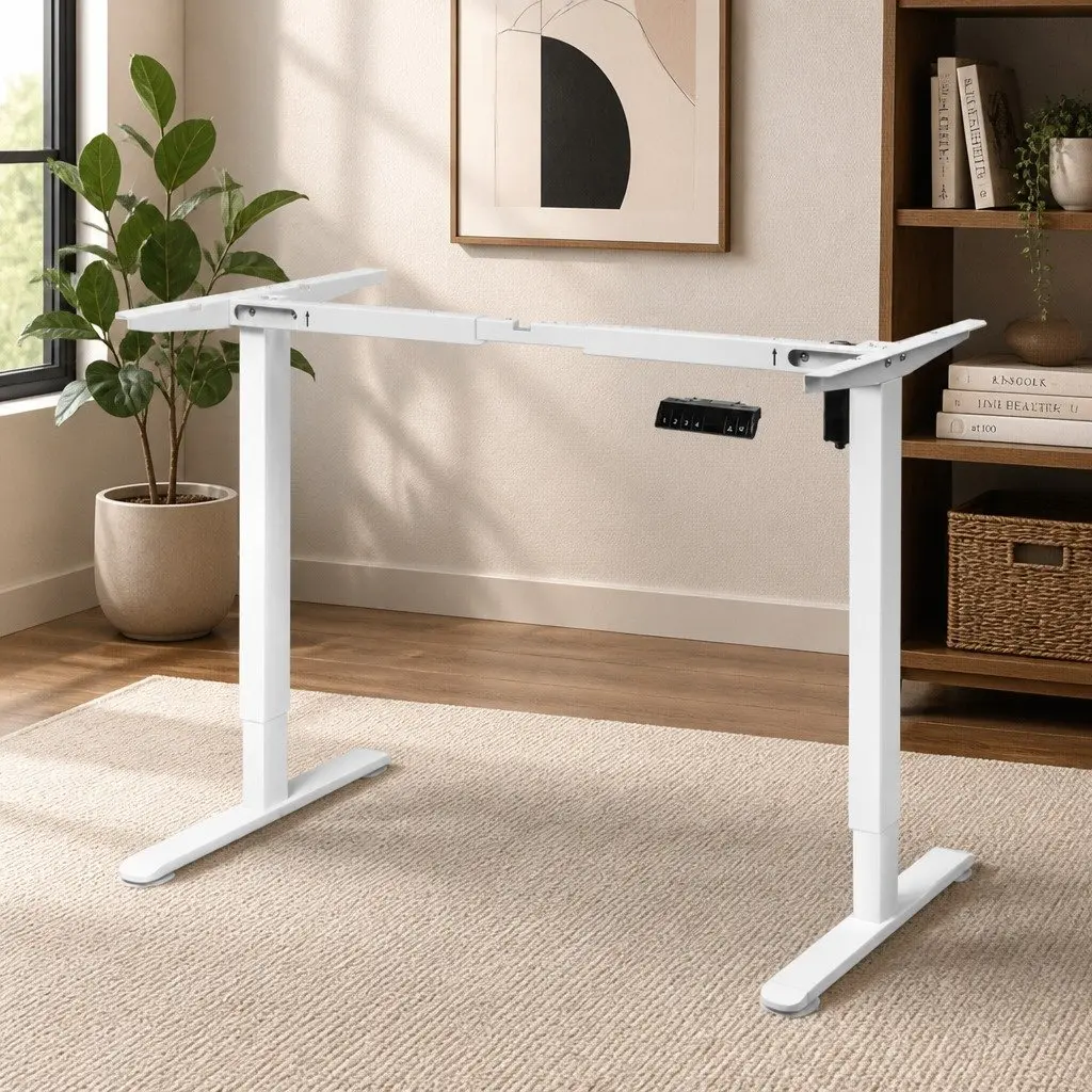 White Motorised Desk Frame for Height Adjustment