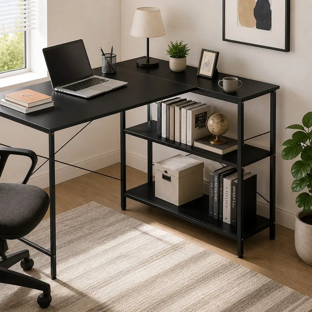 L Shaped Corner Desk with Adjustable Height