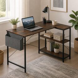 Reversible L Shaped Corner Desk with Industrial Style