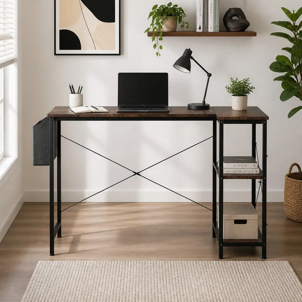 Reversible L Shaped Corner Desk with Industrial Style