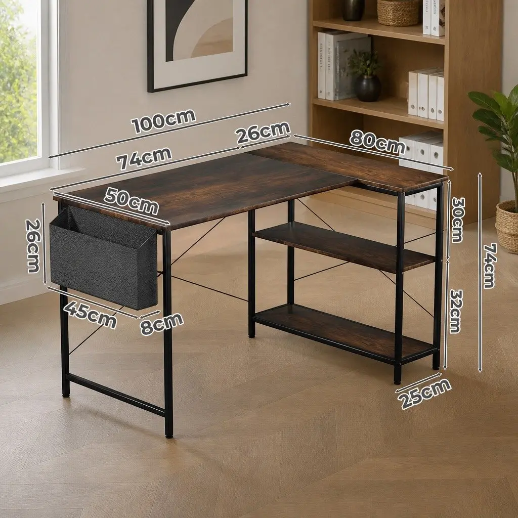 Reversible L Shaped Corner Desk with Industrial Style